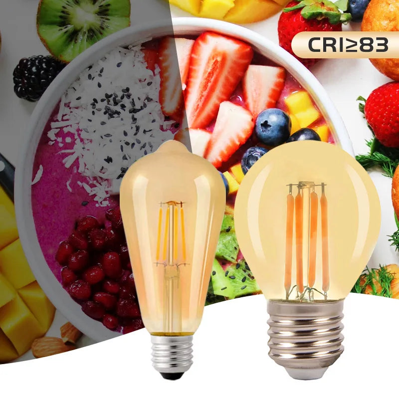 Edison Light Bulb T45 ST64 G80 G95 G125 4W 6W 8W 220V 110V Filament LED Bulb Retro E27 Warm Yellow Living Room and Bedroom Light