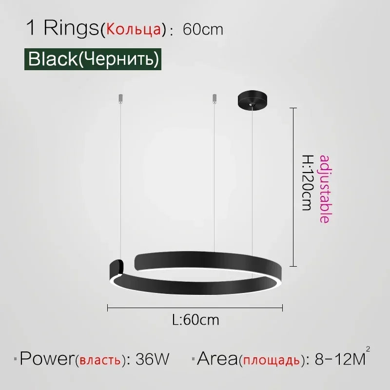 Nordic Designer Round LED Pendant Light - Modern Chandelier for Dining Room