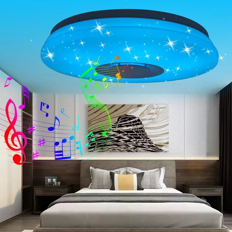 72W LED Starlight Ceiling Light with bluetooth Music Speaker Dimmable Flying Saucer Lamp