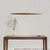 2026 Oriental Solid Wood Carving Chandelier - Long LED Dining Room Light