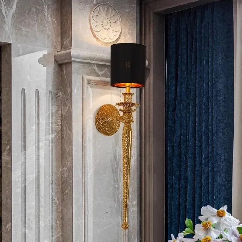 Full Copper LED Wall Lamp - Luxury Modern Retro Sconce Light Fixture for Living Room TV Background, Bedroom Bedside & Staircase
