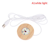 New Wooden LED Light Rotating Display Stand Lamp Holder Lamp Base Art Ornament Wood Light Base Rechargeable Remote Control