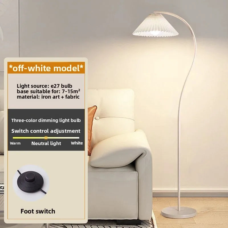 Bohemian Faux Feather Fabric LED Floor Lamp - Dimmable Princess Soft Glow Standing Light Fixture for Girls Room, Bedroom & Nursery Decor