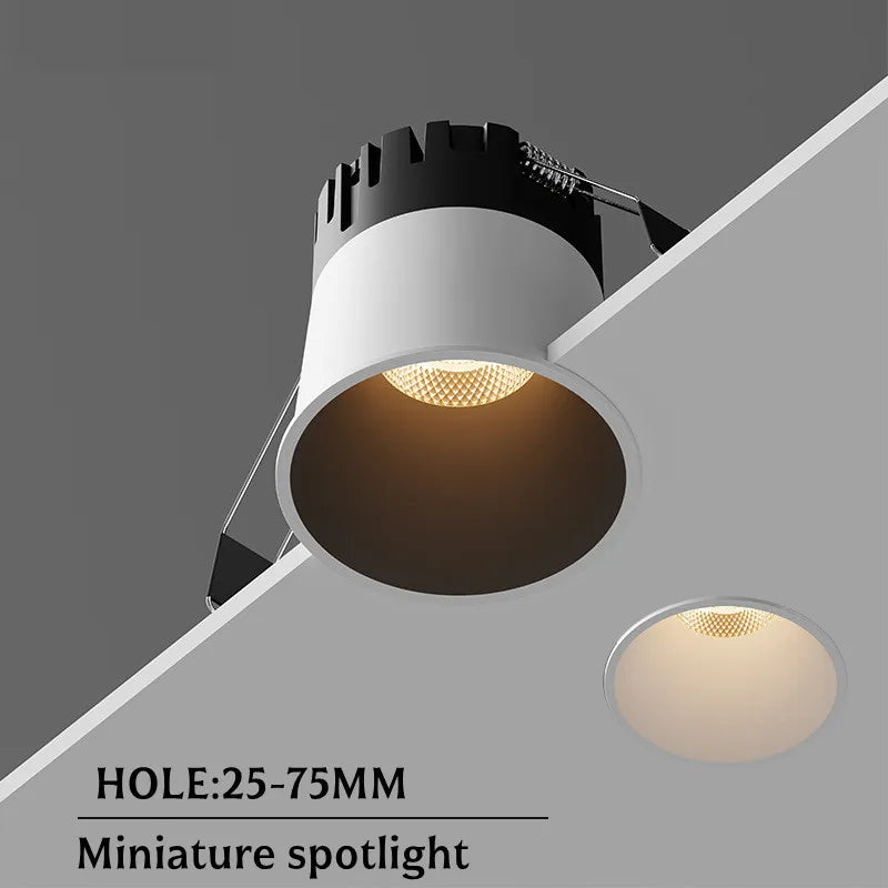 MINI type spotlight anti glare living room hotel villa ceiling light - embedded 110V/220V COB spotlight for indoor lighting 3W5W