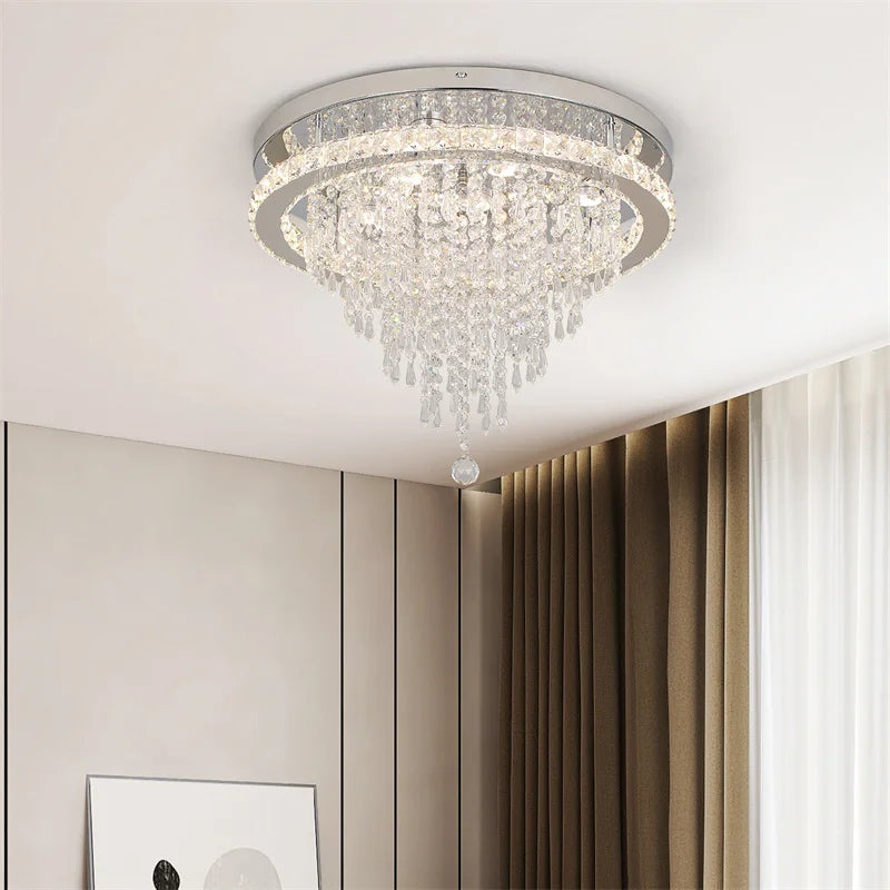 Smart LED K9 Crystal Chandelier - Modern Luxury Remote Control Ceiling Light