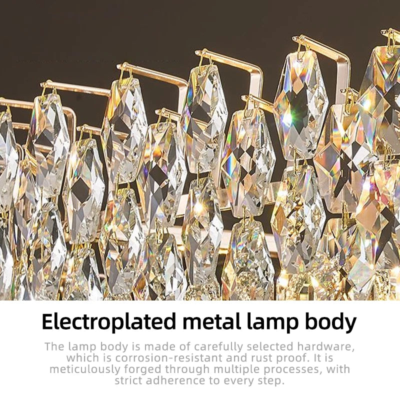 Luxury Crystal Chandeliers High-end Hanging Chandelier Villa Living Room Hall Lighting Lustre Dining Table Pendant Ceiling Lamp