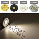 12V Mini COB LED Recessed Downlight - 3W Drive-Free Adjustable Spotlight