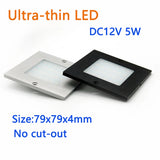 Ultra Slim 5W LED Square Cabinet Light 12V Staircase  Aisle Light Wine Cabinet Entrance Display Decorative Light No hole cut