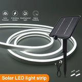 Solar Powered DC 24V Neon Strip Light (IP67 Waterproof, Warm/Cold White) - Flexible Outdoor Garden Decor LED Rope Ribbon Lamp