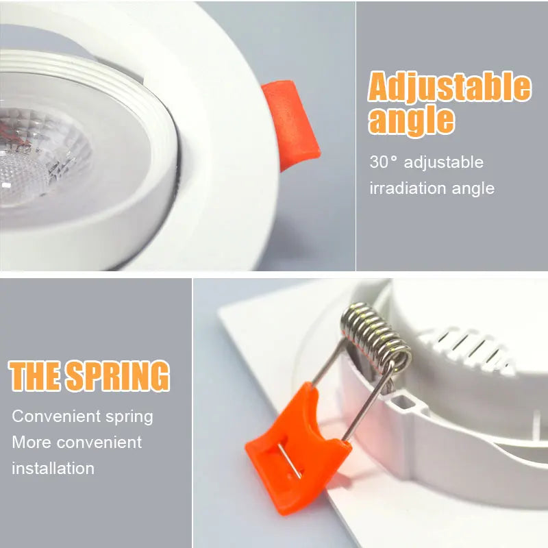 10Pcs LED Downlights 7W 9W Spot Lights 5W 12W 3W AC220V 110V COB Chip Recessed Ceiling Lamps For Home Illumination