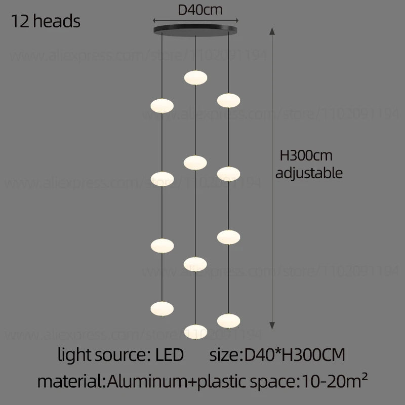 LED Minimalist Style Chandelier Hanging Stairs Pendent Lamp Designer Living Room Kitchen Bedroom Pendant Light Indoor Lighting