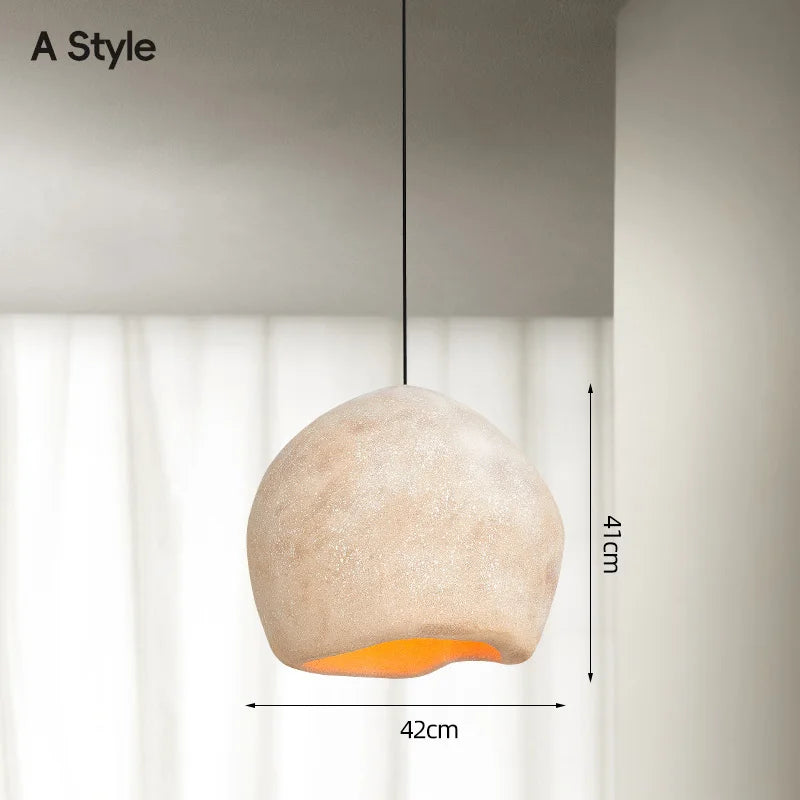 Japanese Wabi-Sabi Pendant Light - E27 LED Ceiling Lamp for Bedroom (3000K)
