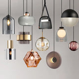 Nordic Simple Modern Hanging Loft Glass Lustre Pendant Lights LED Bedroom Bedside Living Dining Room Cafe Lamp Room Decor