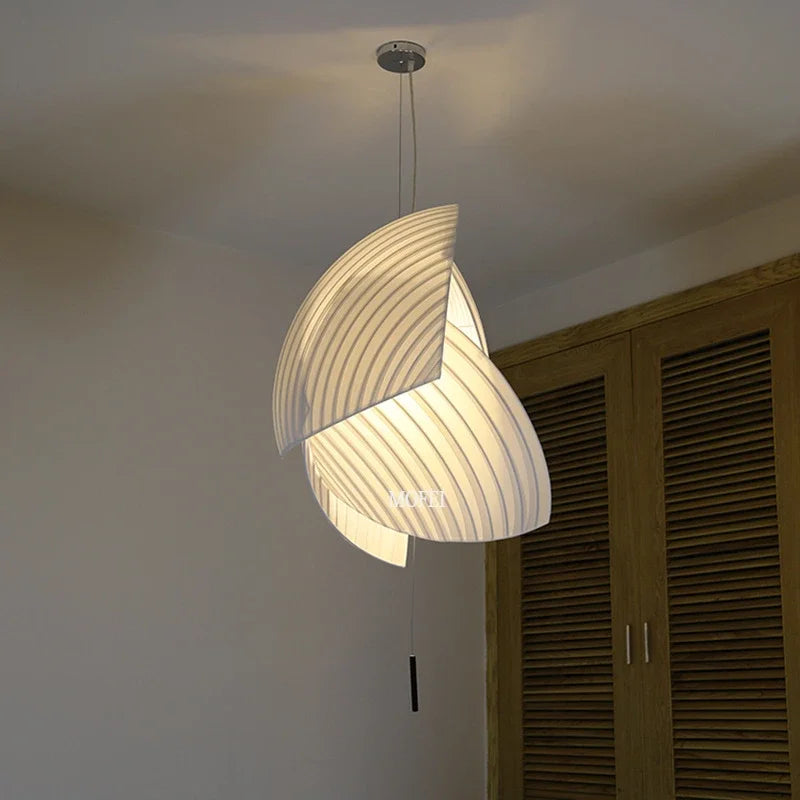 Japanese Wabi-sabi Style Modern Fabric Living Room Bedroom Chandelier Restaurant Art Shell Pendant Lights Home Decor Soft Light