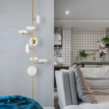 European Creative Minimalist White Glass LED Floor Lamp,Vertical Multi-head Metal Frame Bedside Living Dining Home Decoration
