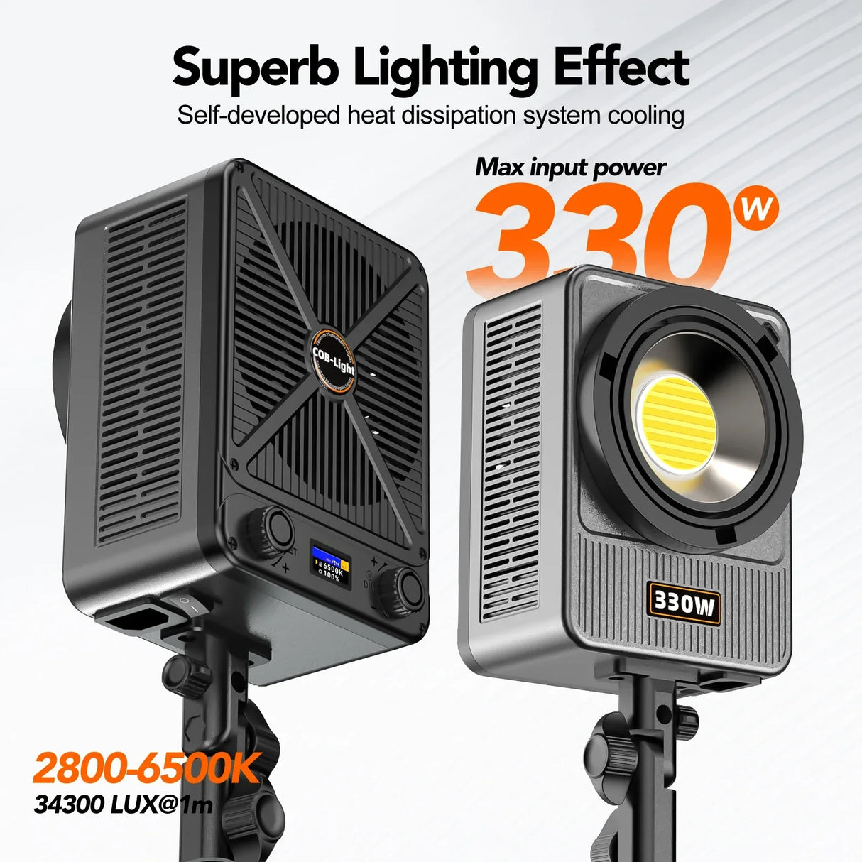 330W LED Video Light - 2700K-6500K Bi-Color Spotlight with Bowens Mount