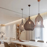 Wabi Sabi Style Pendant Lamp Hotel Restaurant Homestay Living Room Bedroom Bedside Lamp Wire Mesh Artistic Creative Lighting