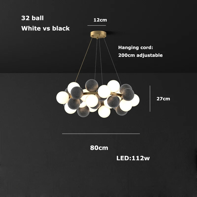 2026 Modern Glass Bubble Chandelier - Dimmable Art Deco Hanging Lamp