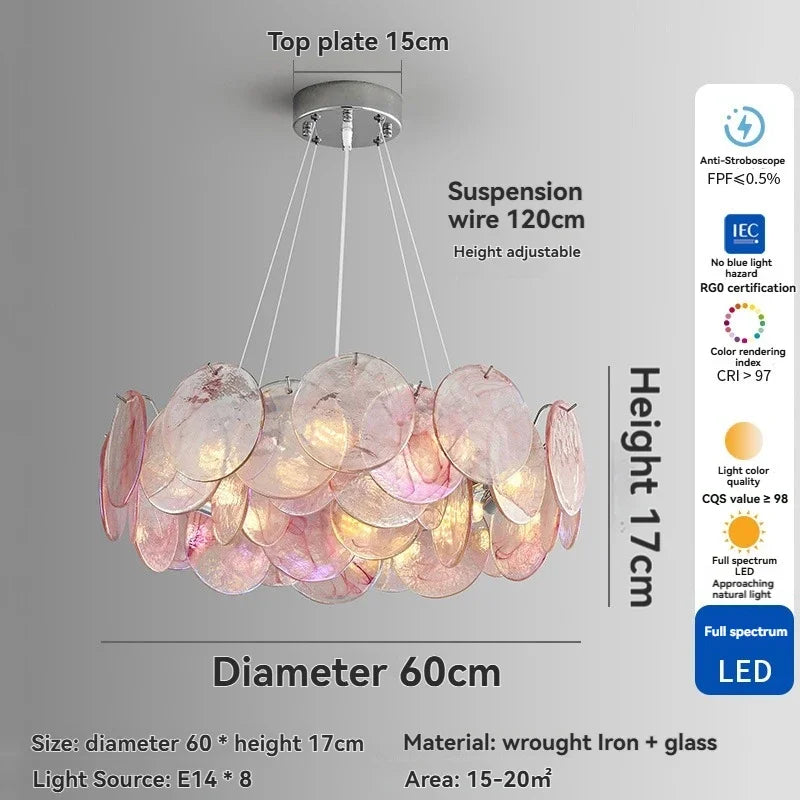 Colorful Italian Murano Glass Ceiling Chandelier - Luxury Handblown Pendant Light Fixture for Living Room, Bedroom & Hotel Lobby Decor