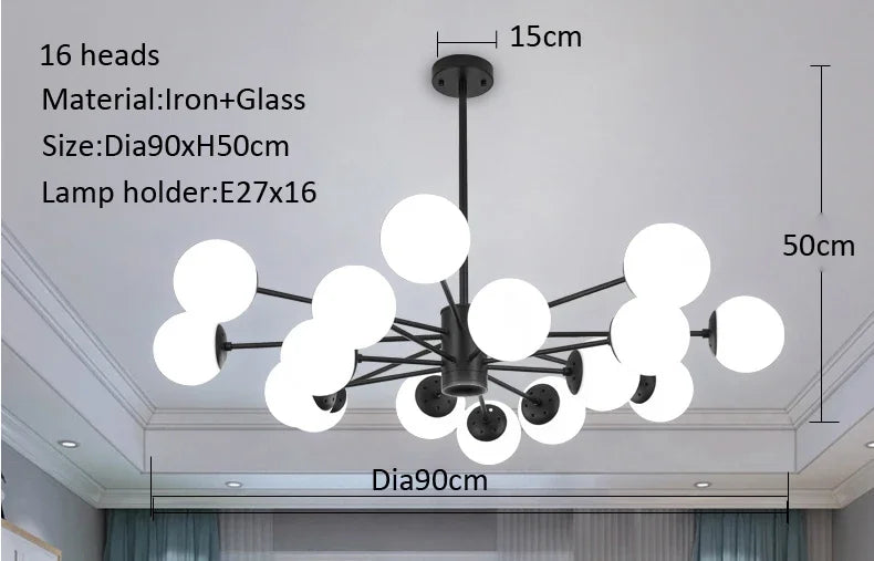 Modern Glass led Chandelier Lighting Ceiling Chandeliers Light For Dining Living Room Bedroom Kitchen Indoor Lustre Fixture Lamp