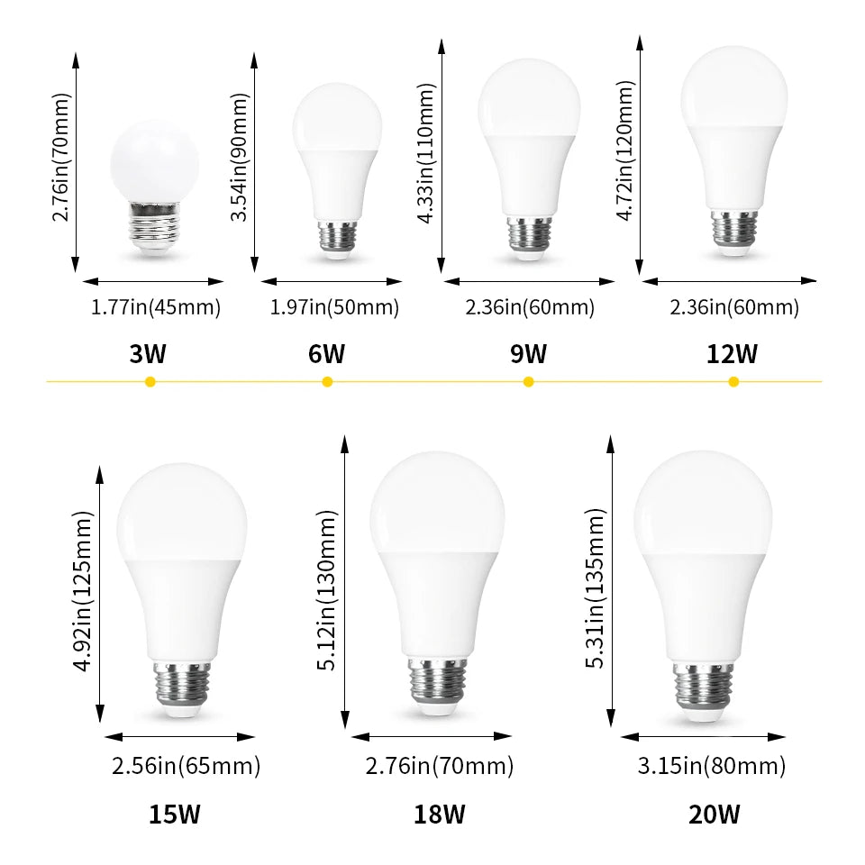 10PCS AC220V Led Bulb Lamps E27 E14 B22 Light Power 3W-20W No strobe 3000K 4000K 6000K Table lamp Nightstand Light Bulb