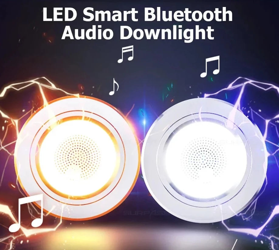 LED Smart Music Lamp Intelligent Background Music Light Ceiling Speakers With Adjusted Lights Smart Bluetooth Downlight Speaker
