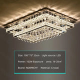 Modern Luxury Crystal LED Chandelier For Living Room Bedroom Dining Room Kitchen Ceiling Lamp Silver Chrome Remote Control Light