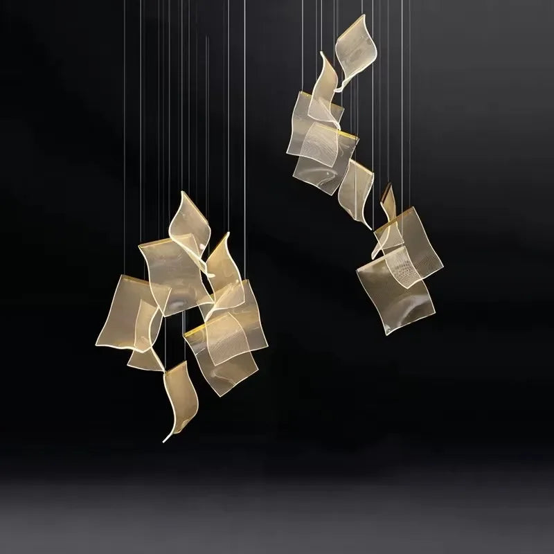 Nordic Lighting Guide LED Chandelier Duplex Rotating Stairs Postmodern Chandelier Creative Restaurant Pendant Light LED