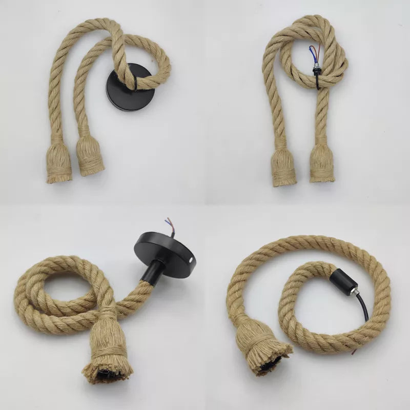 Vintage Hemp Rope Pendant Lights Attic Personality Industrial E27 Indo ...