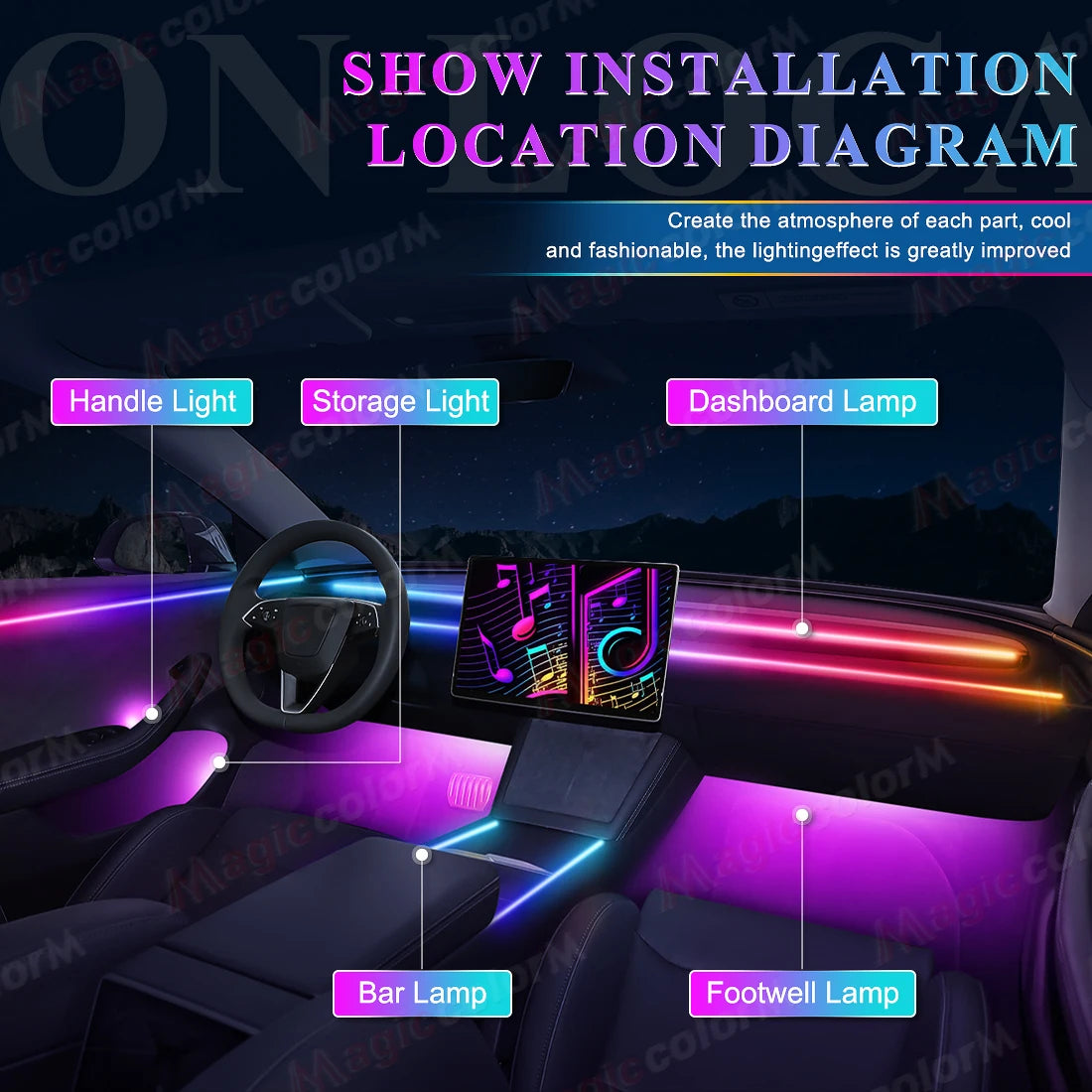 18-in-1 RGB Symphony LED Car Ambient Lighting - Bluetooth App Control Kit