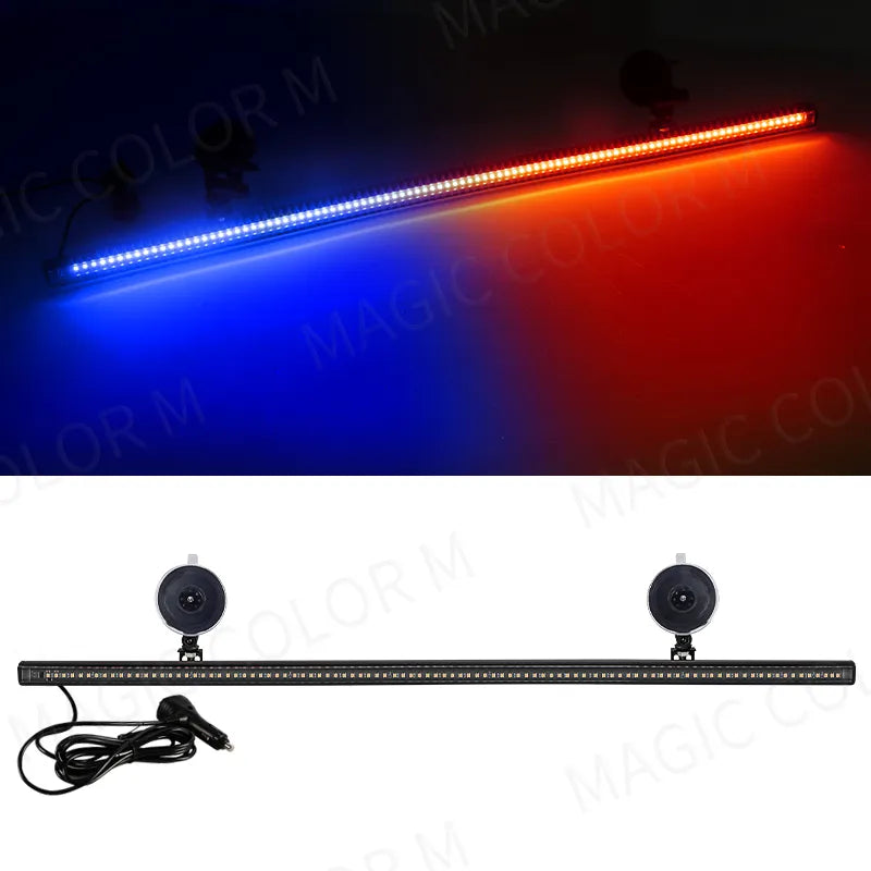 Car Strobe Lamp Bar with 96 LED 3030 Beads for Front Windshield, Traffic Signal, Emergency Flashing, and Auto Roof Top Warning Light with 12V-24