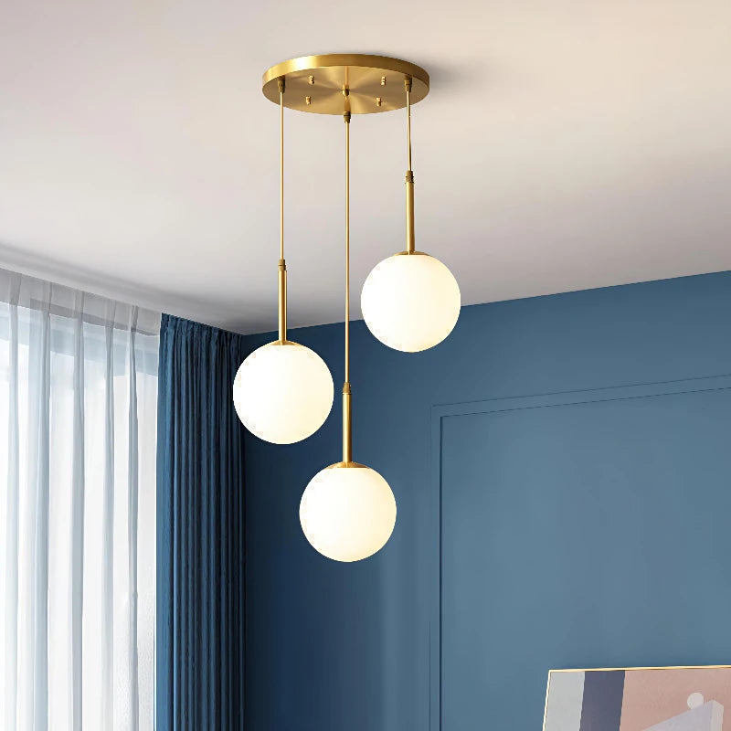 Nordic White Glass Ball LED Pendant Lamp Dining Room Chandeliers Decoration Maison  Applicable To Hall Bed Room Lighting