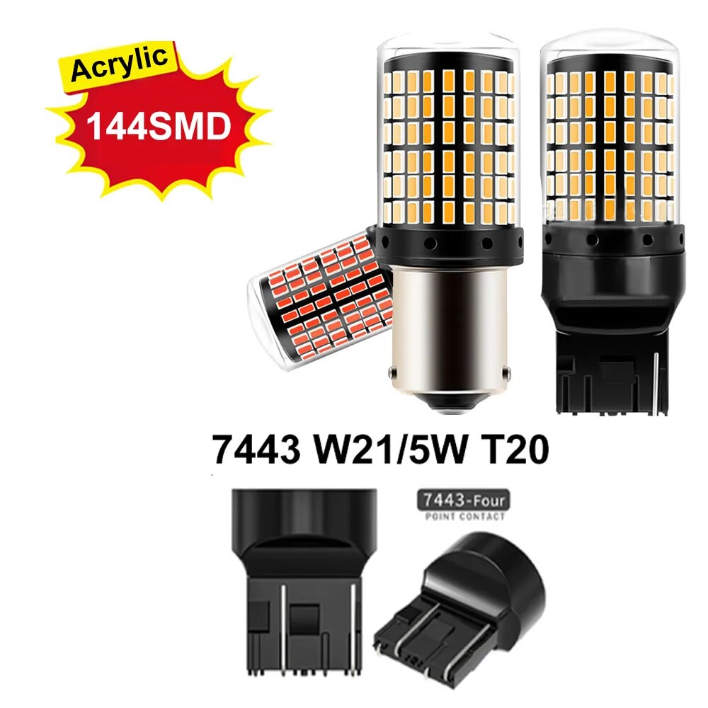 2x P21W PY21W Car LED Bulb Ba15s 1156 Bau15s T20 WY21W W21W 7443 High Power LED Signal Light Can bus No error Auto Reverse Lamp