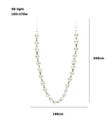 2026 Trendy Pearl Necklace Design LED Dimmable Chandelier Balls Staircase 6 m Long Suspension Luminaire Lampen For Living Room
