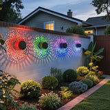 Colorful Mandala Lantern LED Solar Light Outdoor Projection Wall Lamp for Garden Terrace and Stair Lighting Courtyard Backyard