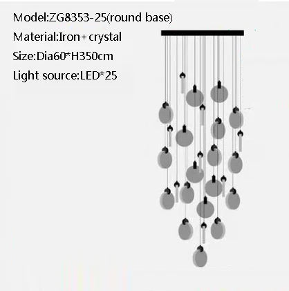 Duplex Staircase Pendant Lamps 2025 New Light Luxury Crystal Revolving Jump Floor Loft Apartment Living Room Long Chandeliers