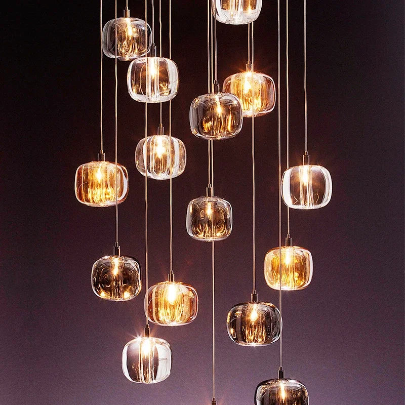 Modern Art Crystal Ball LED Chandelier - Long Staircase Hanging Lamp