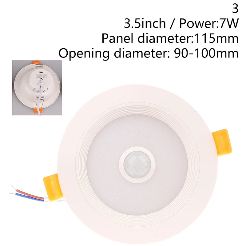 Recessed Stairs Lighting Downlight Human Body Motion Sensor Ceiling Lights 3W 5W 7W 9W Smart Home LED Spot Built-in Lamp