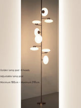 European Creative Minimalist White Glass LED Floor Lamp,Vertical Multi-head Metal Frame Bedside Living Dining Home Decoration