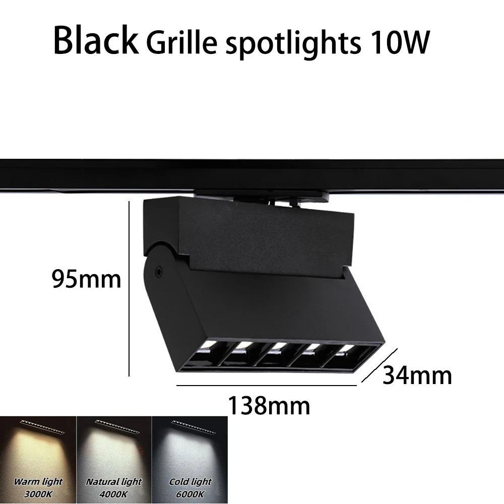 LED Track Light Spotlight Grille Light Surface-mounted Ceiling Light Black White 10W20W Dimmable Commercial Home Indoor Lighting