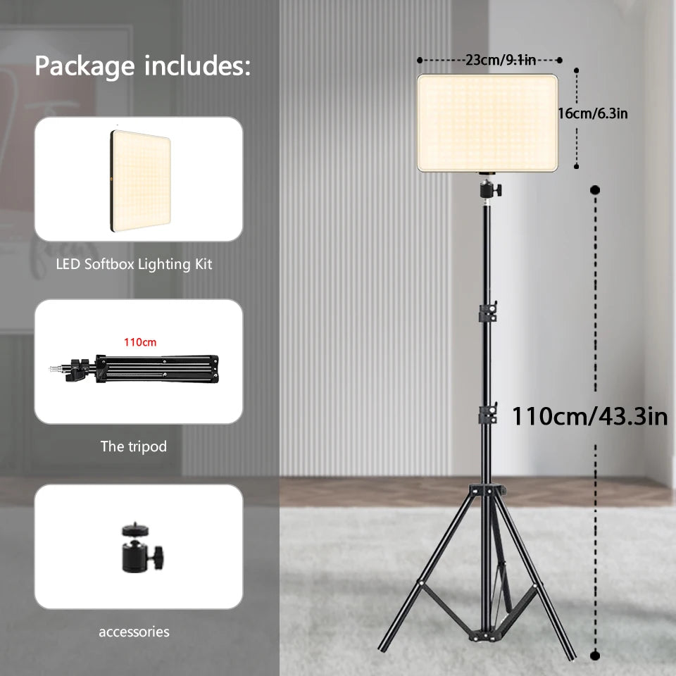 LED Video Light Kit with Tripod - Portable Conference & Photography Lighting Studio Lamp