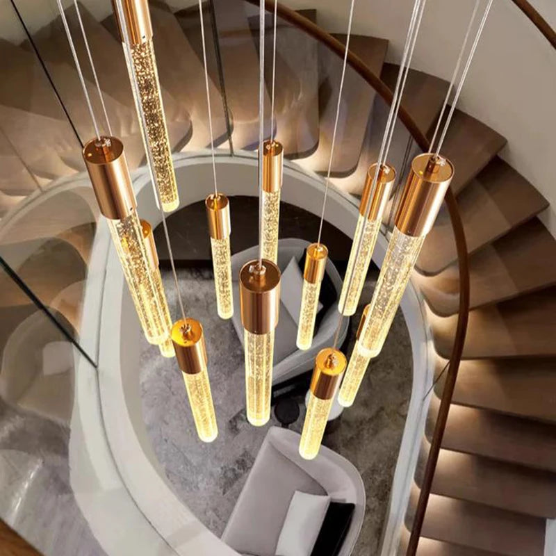 Crystal LED pendant lights Luxury Duplex Stair Chandeliers Living Room Hotel Ceiling Pendant Lamp Bedroom Bedside hanging lamp