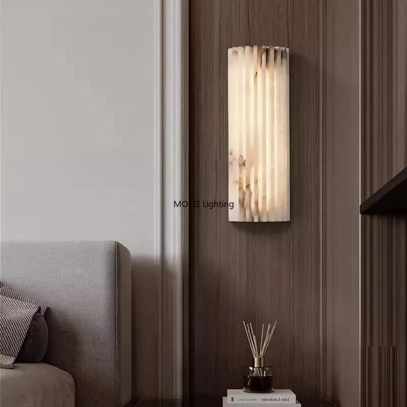 Nordic Lamp Creative Real Marble LED Wall Lamp Art Home Decor Bedside Reading Lamp Stairs Background Wall Sconce Parlor Stone