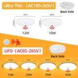 Modern LED Motion Sensor Ceiling Lamp - 20W PIR Smart Night Light Fixture