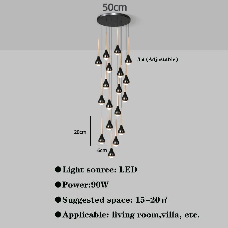 Modern Chandeliers For Staircase Living Room Pendant Lights LED  Lamp Villa Exhibition Hall Loft Long Hanging Lamp Light Fixture