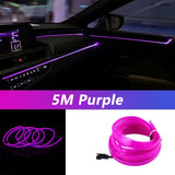 5M Car Interior LED Strip Light - Neon EL Wiring Decorative Lamp for Auto