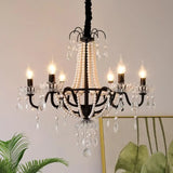 American Black Candle LED Chandelier - Luxury Crystal Pendant for Stairs