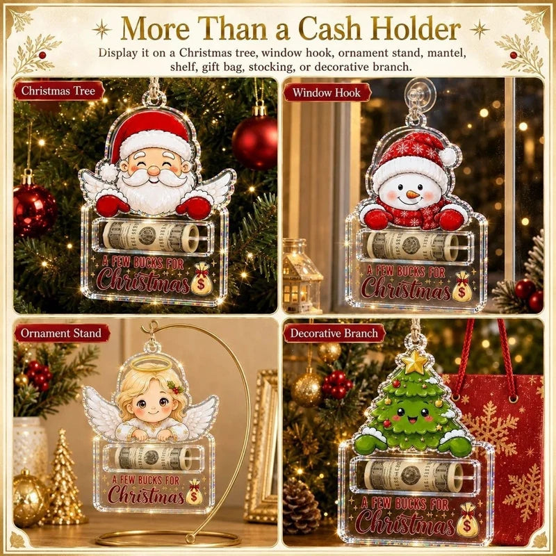 Money Storage Christmas Tree Hanging Ornament Clear Piggy Bank Christmas Decoration 2026 Cash Slot Hanging Pendant Navidad Decor