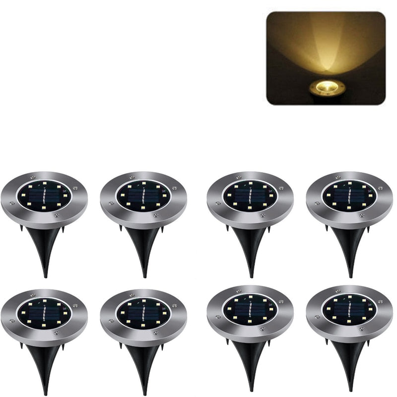 8 LED Solar Garden Lights Outdoor Patio Disk Buried Lights In-Ground Landscape Lighting For Lawn Patio Pathway Yard Deck Walkway