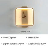 Modern LED Wall Lamp Clock Sconce for Bedroom Bedside Living Dining Room Aisle Porch Corridor Home Decors Lighting Fixture Luster
